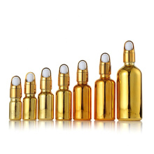 Luxury 5ml 10ml 15ml 20ml 30ml 50ml 100ml plating golden essential oil cosmetic glass dropper bottle